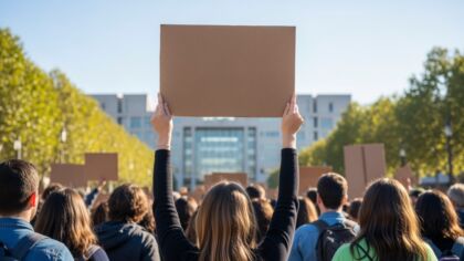 Protest mieszkańców Bielska-Białej przeciwko centrum dla imigrantów pod ratuszem